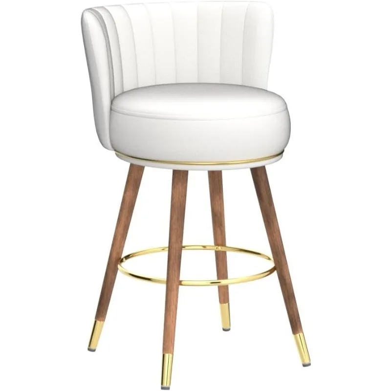 4 Pieces White Swivel Bar Stools with Back 24