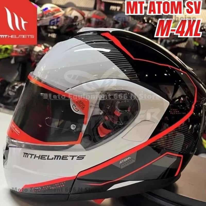 

MT ATOM SV Double Lens Flip Up Helmet Motorcycle Safety Full Face Helmet for Men and Women DOT ECE Certification casco moto