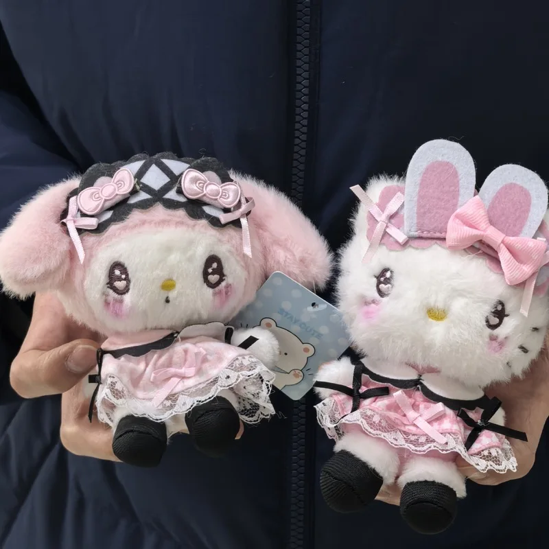 

4th Gen Hello Kitty & My Melody Bag Charm Keychain Accessories Dreamy Lace Maid Plush Toy Cute Doll Girls Surprise Gift