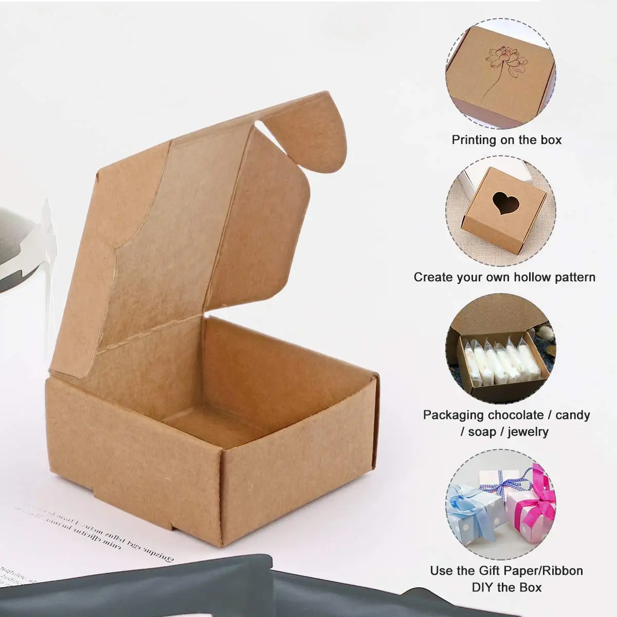 20/50PCS Kraft Paper Gift Boxes Mini Jewelry Packaging Carton Box For Wedding Party Favor Small Cardboard Soap Box