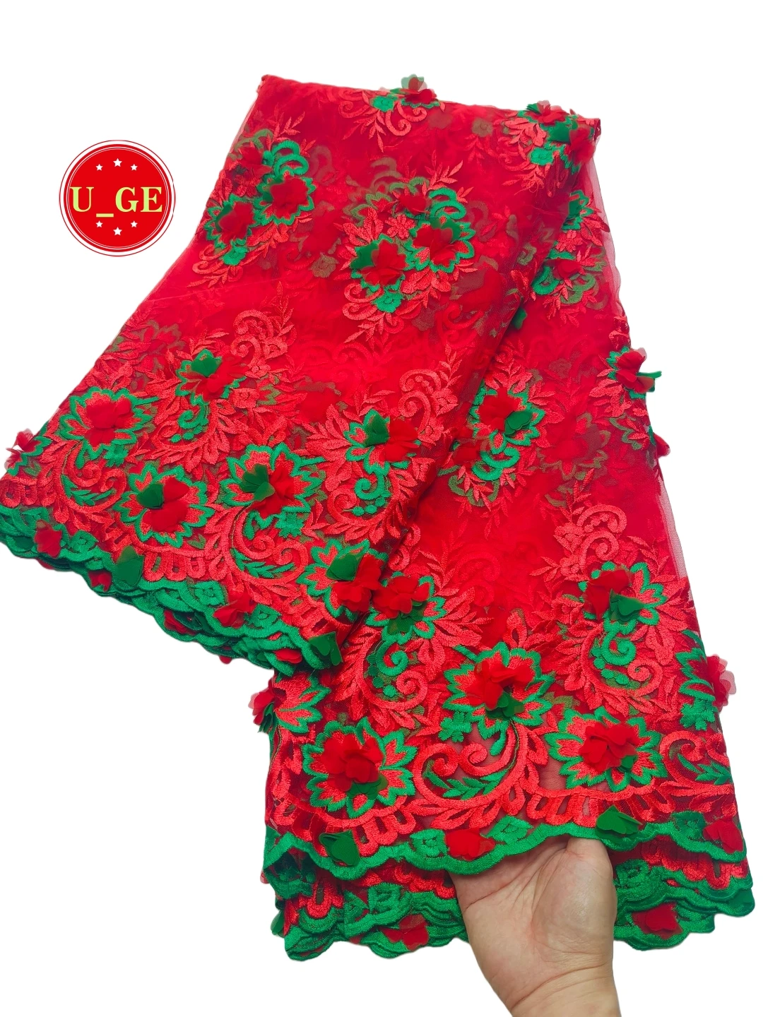 

5Yards 2025 Latest Best Quality Delicate Very Soft Embroidered 3D Applique Mesh lace Fabric For Wedding Evening Dress U_GE1958