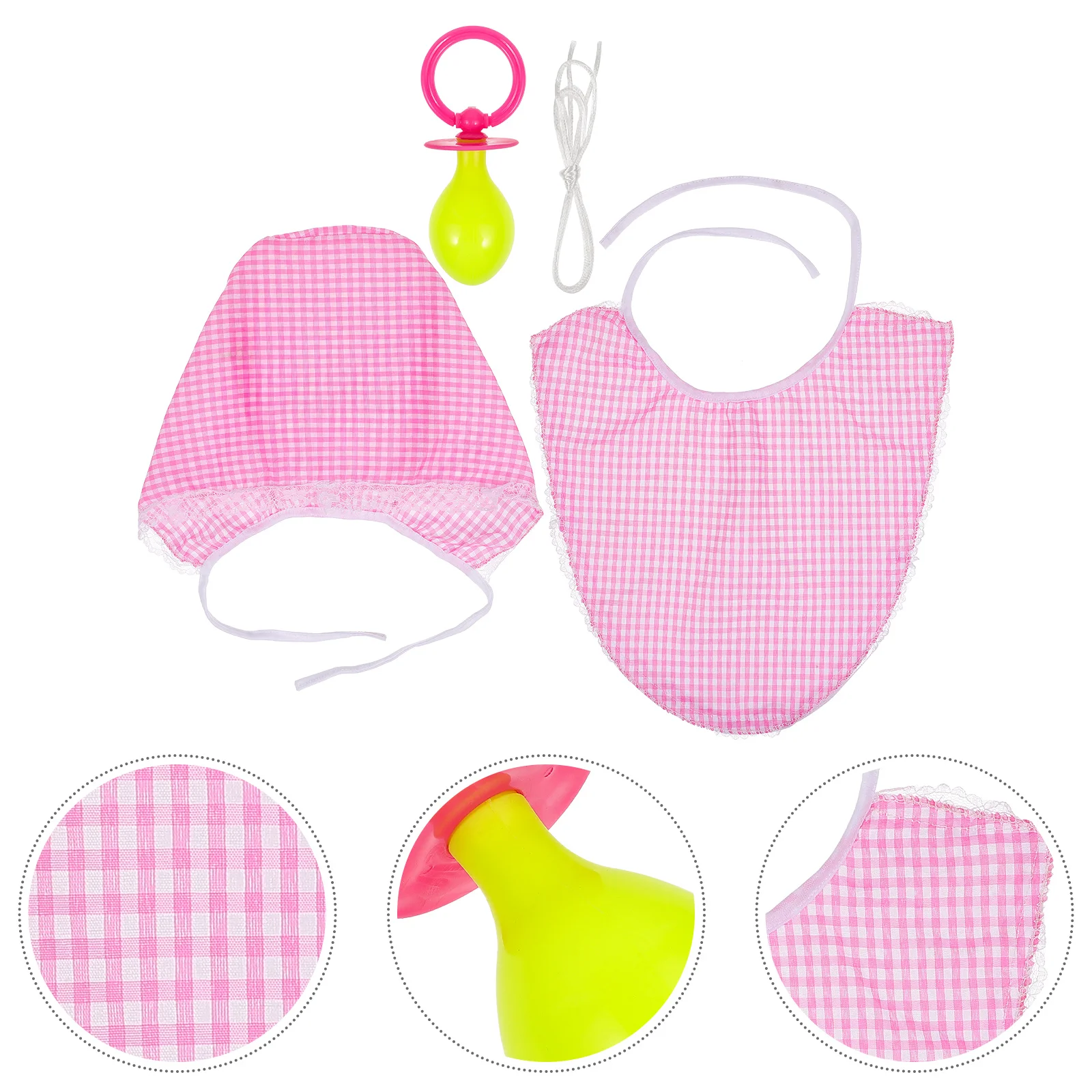 3 Pcs Baby Pacifier Bib Hat Set Adults Cosplay Funny Props Kids Accessories Baby Clothes Sets Bibs Burp Cloths