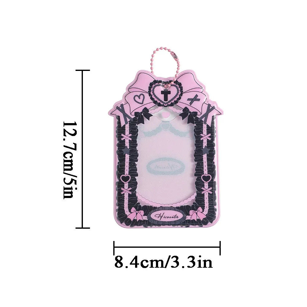 Heart INS Bow Card Photocards Protector Photo Frame Bag Pendant Keychain Key Ring Bowknot Idol Photo Sleeves Photo Pocket Girl