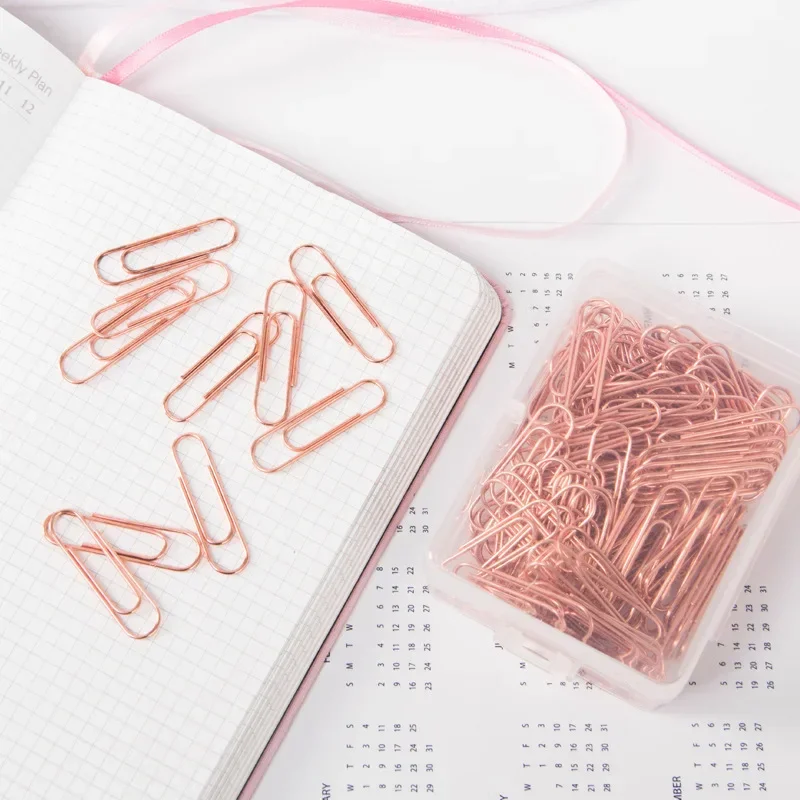 120pcs/bag The Mini Heart Gold Rose Gold Color Clip Bookmark Metal Office Accessories Paper Clips Patchwork Clip Binder Clip