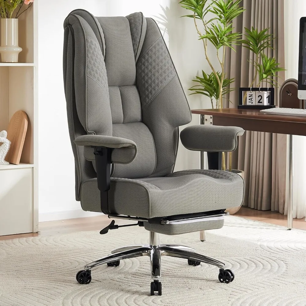 

Large High-back Office Chair, Wide Seat, Genuine Leather High-back Executive Office Chair, with Footrest and Lumbar Support