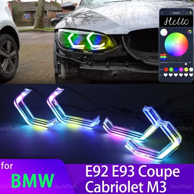 325xi 330xi 330xd M4 Style Multi Color RGB LED Angel Eyes Kit Halo Rings For BMW E92 E93 Coupe Convertible Cabrio M3 2006-2013