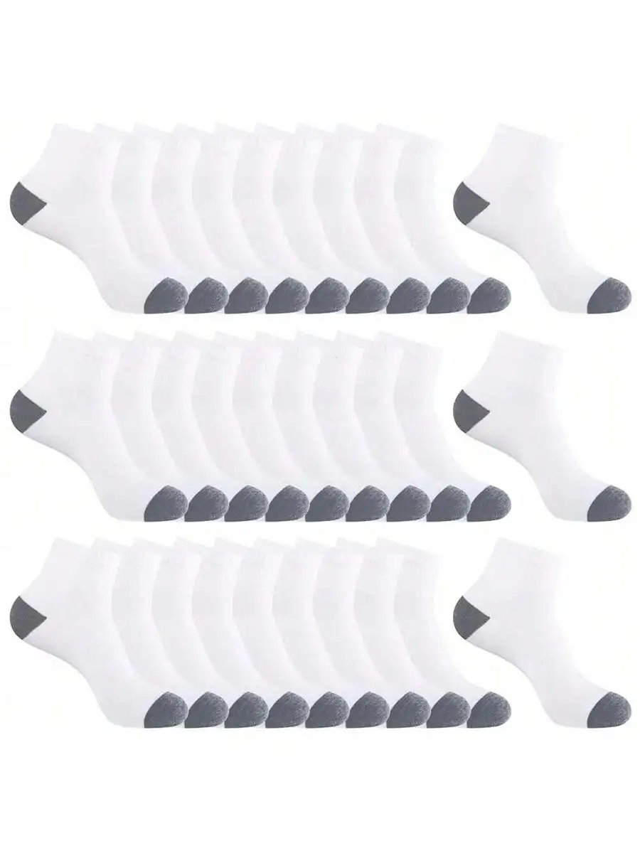 

30 Pairs White Ankle Socks For Men Lightweight Casual Quarter Socks Size 9-12