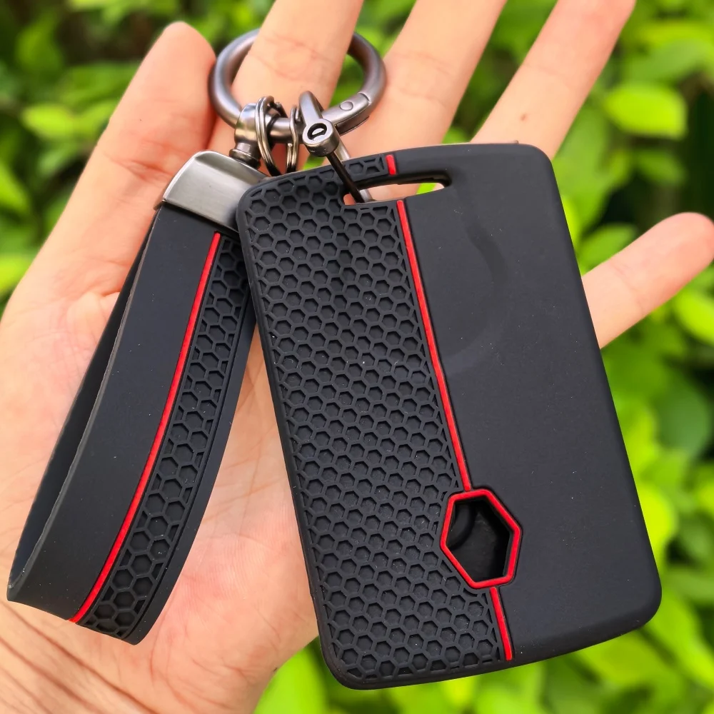 Silicone Car Key Cover For Renault Kadjar Captur Clio Megane 2 3 4 RS Koleos Logan Scenic Duster Card Case Key CHAIN Accessories