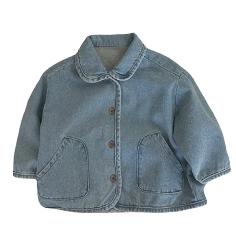 Korean  boys and girls autumn fashion new coat for children Korean casual lapel pocket denim jacket  winter clothes for girls