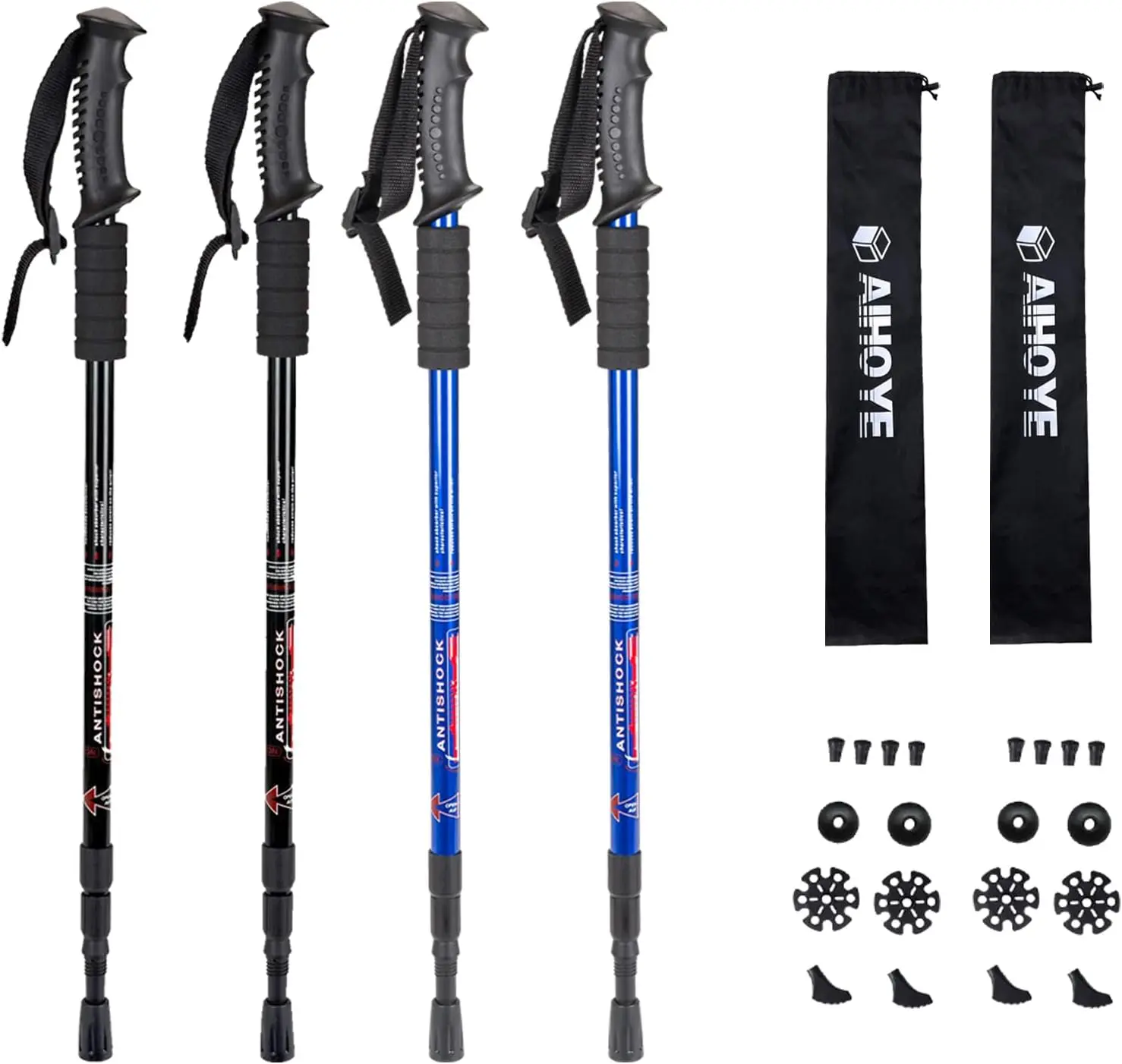 Hiking Trekking Poles, 2 Pack Collapsible, Lightweight, Anti Shock, Walking Sticks, Adjustable Hiking Pole for Men and Women