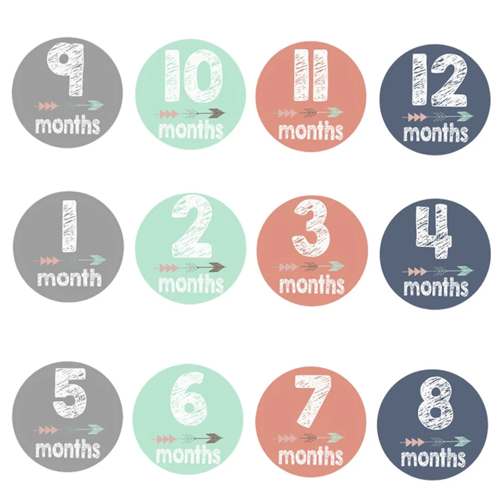 12 قطعة ملصقات معلم شهر الطفل ذاتية اللصق الوليد صور الدعائم لسجل القصاصات التصوير استوديو ألبوم تذكار الولادة