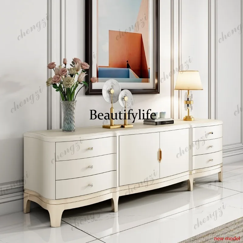 AB03  American light luxury TV cabinet solid wood door storage floor cabinet living room home