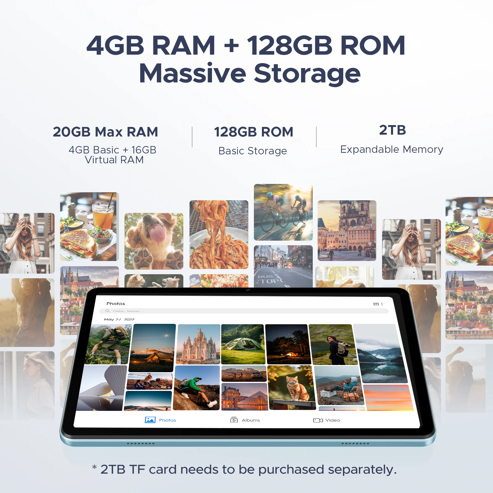 DOOGEE Tab A9 Pro 2 في 1 كمبيوتر لوحي ذكي 10.1 بوصة شاشة عالية الدقة أندرويد 15 20 جيجابايت (4+16) بطارية 128 جيجابايت 6580 مللي أمبير في الساعة مكبرات صوت مزدوجة Unisoc T310