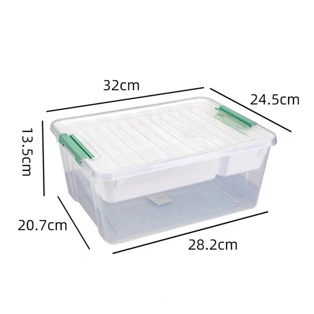 Plastic Storage Bin Divided Storage Box Capacity Transparent Stackable Toy Storage Bin with Divided Tray for Playroom for Toys