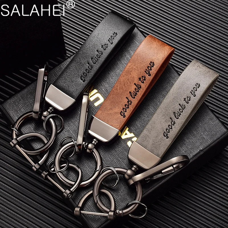 

High Grade Durable Leather Keychain With Car Logo Key Ring Accessories Men Women Car Pendant Leather Keychain Alloy Keyring