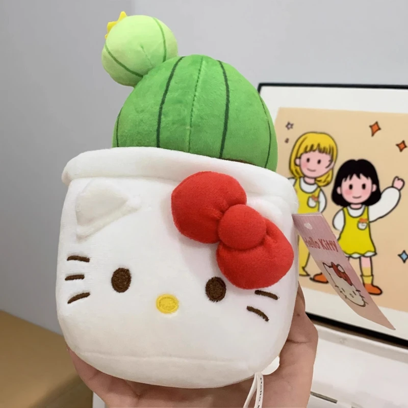 Ramo de muñecos Hellokitty Sanrio, planta en maceta de felpa, diseño creativo de dibujos animados, muñeca de moda con forma bonita para regalos de Navidad y cumpleaños