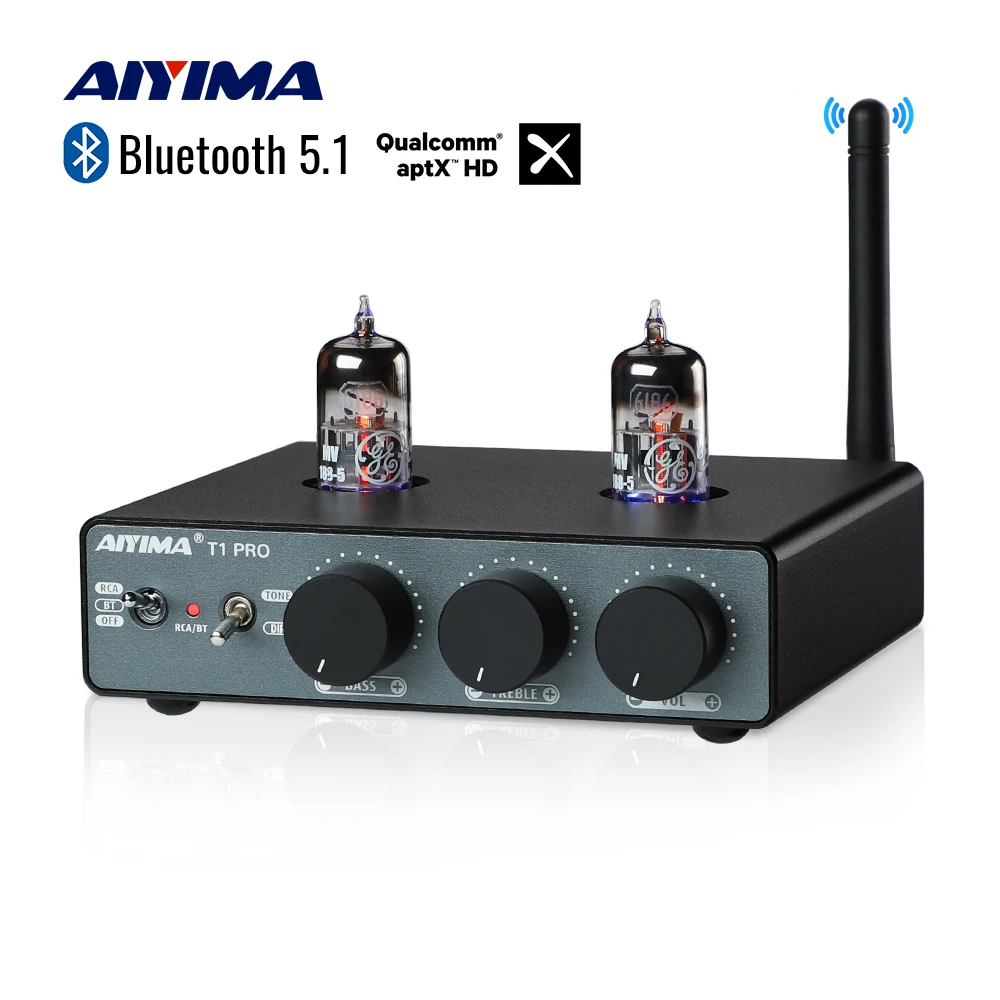 AIYIMA T1 PRO-preamplificador de tubo de vacío, amplificador de Audio para el hogar, RCA, Bluetooth, entrada de graves, Control triple, HiFi, estéreo, AUX, disparador de 12V