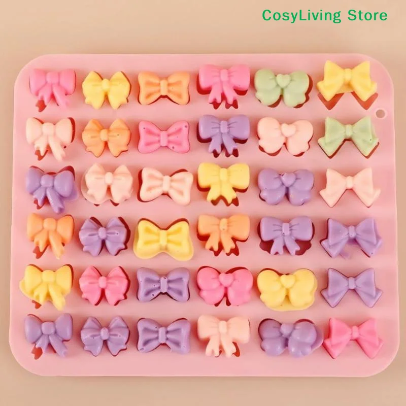 Craft 36-Cavity Bow Silicone Molds With 6 Different Shapes Bow Chocolate Fondant Mold For Bowknot Cupcake, Cake , Sugar