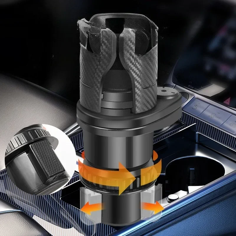 Suporte de copo duplo ajustável, montagem em carro, multifuncional, adaptador expansor com suporte para celular, função nova