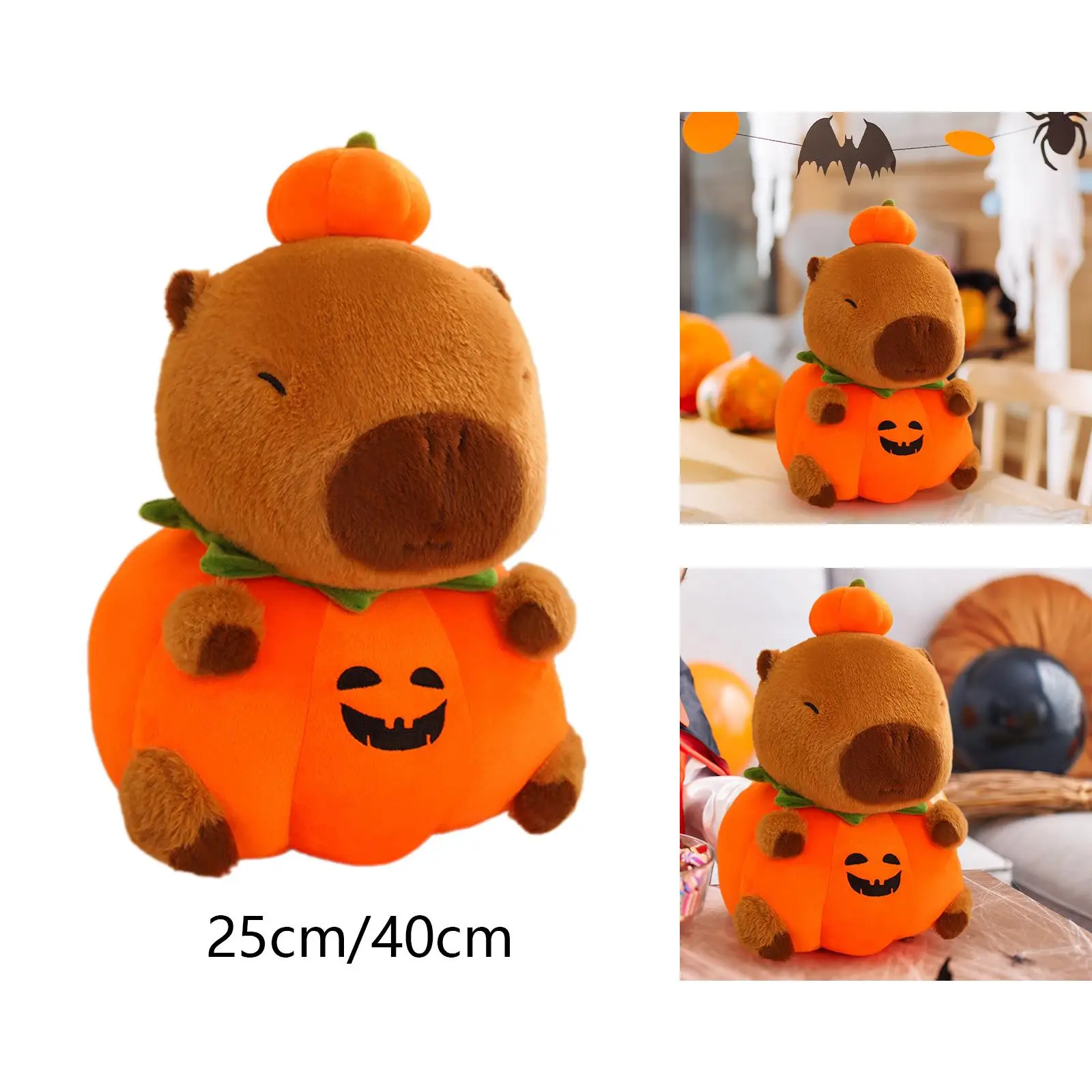 Capibara de calabaza de peluche, juguete de capibara, sofá, almohada, decoración de habitación, muñeco de capibara suave, estatuilla de capibara para niñas, niños, familia