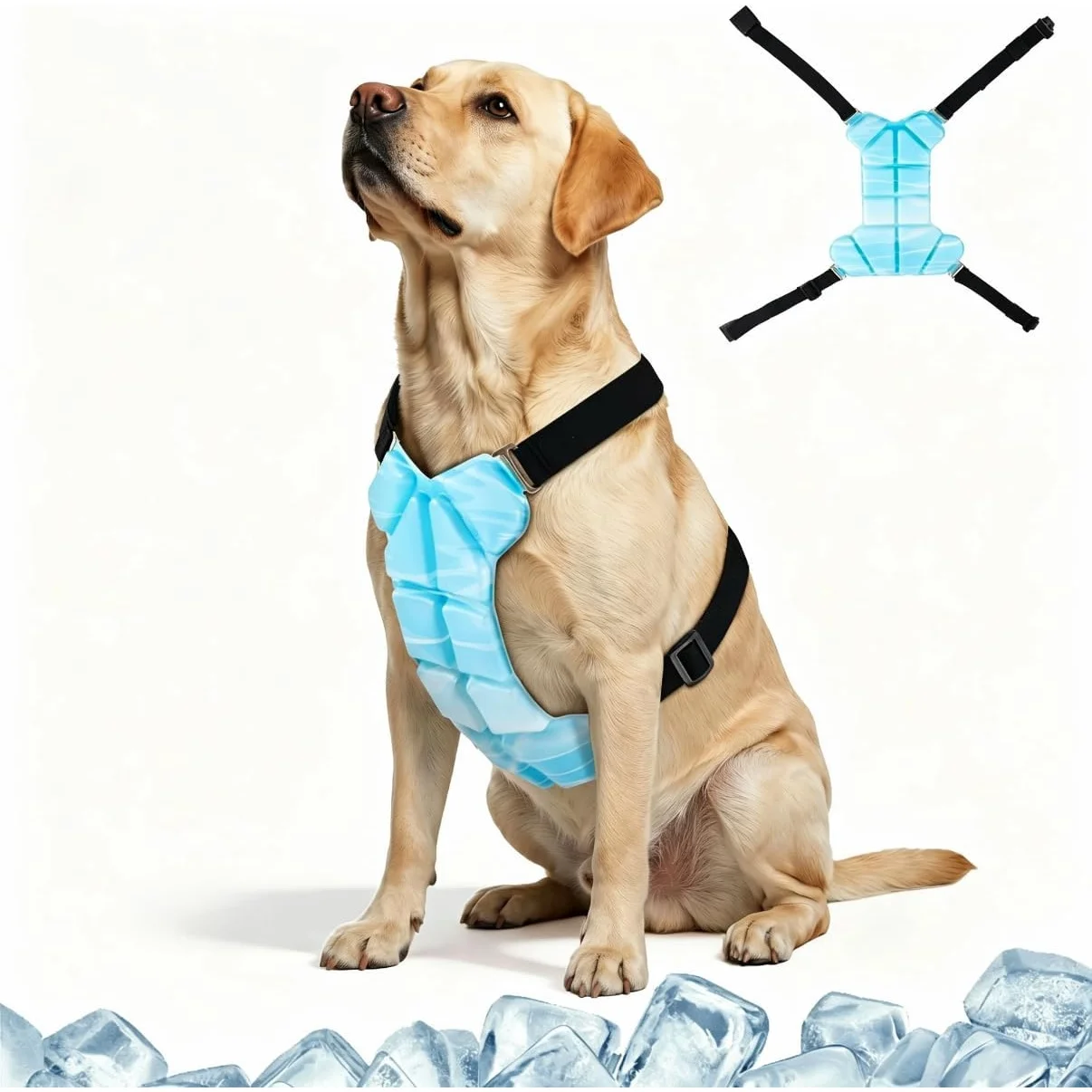 Reusable Gel Dog Cooling Harness Vest Adjustable Elastic Strap Lightweight Pet Cool Down Harness Summer Heat Dogs Walking Hiking