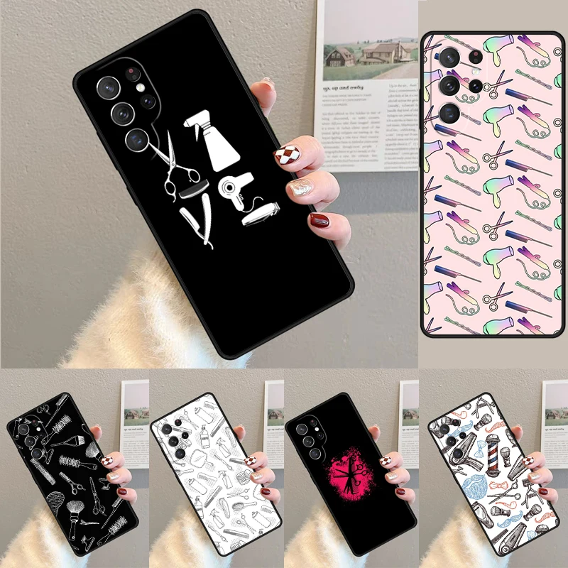 Cover For Samsung Galaxy S24 Ultra S21 S22 S8 S9 S10E Note 10 20 Plus FE S23 Love Hair Stylist Tools Phone case Coque