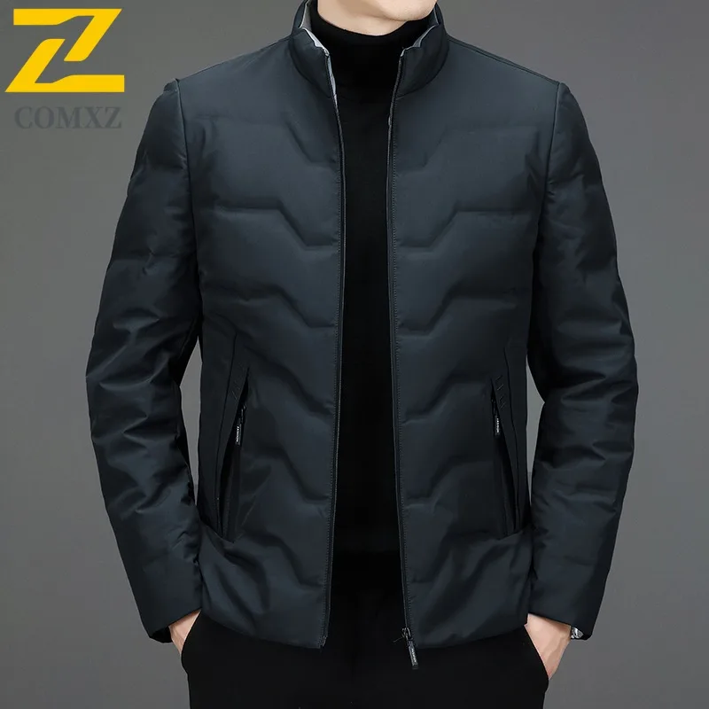 

COMXZ 2025 New Mens Down Jacket Solid Color Classic Outdoor Camping Windproof Jacket Fashion Warm Lightweight Autumn Winter Coat