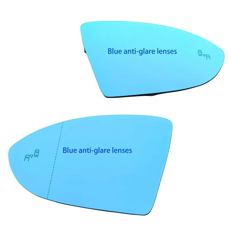 VW Golf MK7 14-20 Lamando 15-18 Touran 15-24 Heated Blue Tinted Anti-Glare Wide Angle Blind Spot Side Mirror Glass Replacement