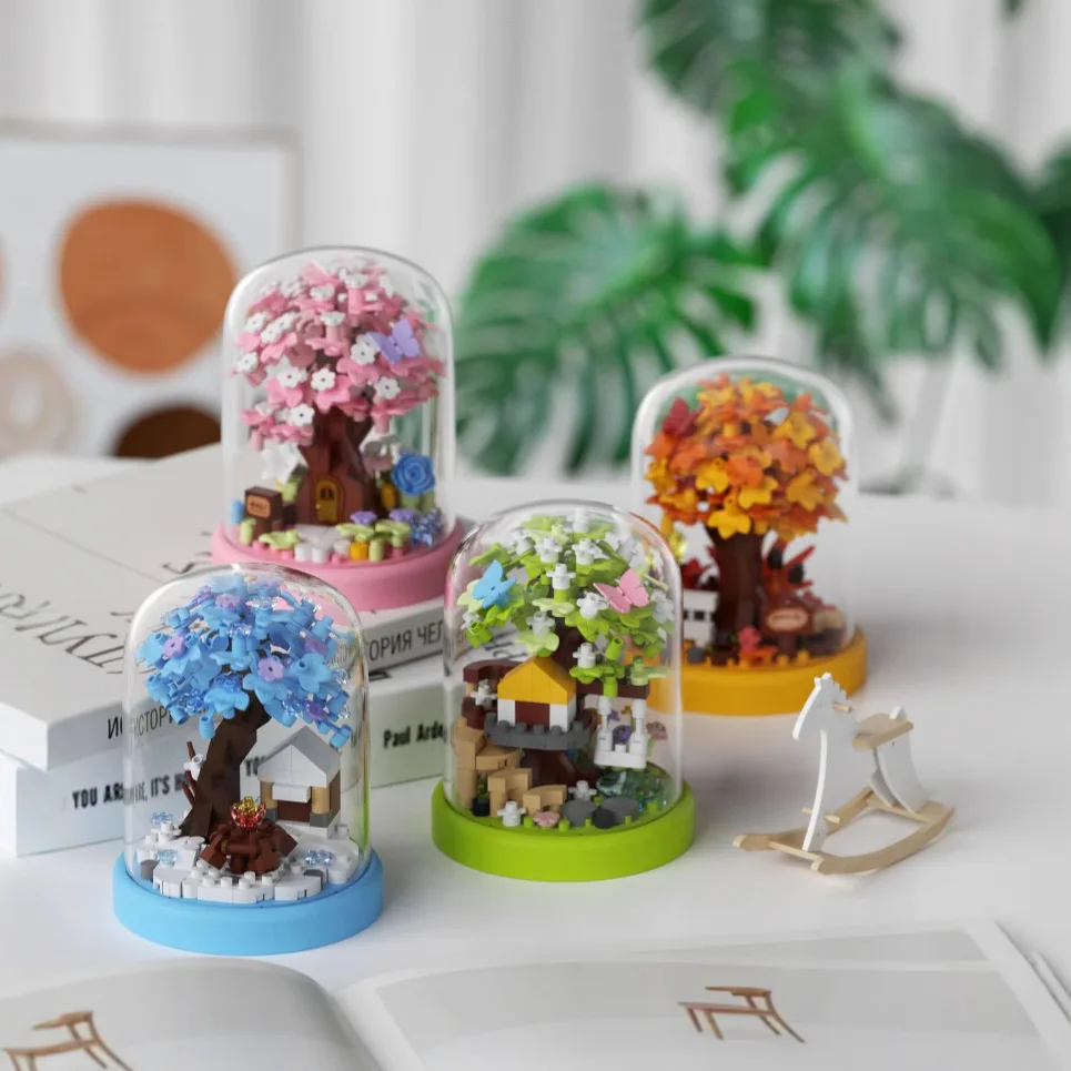 

MOC Tree House Building Blocks Kit Winter Snow Houses Four Seasons Autumn Trees Bricks Toys Boys Gift、