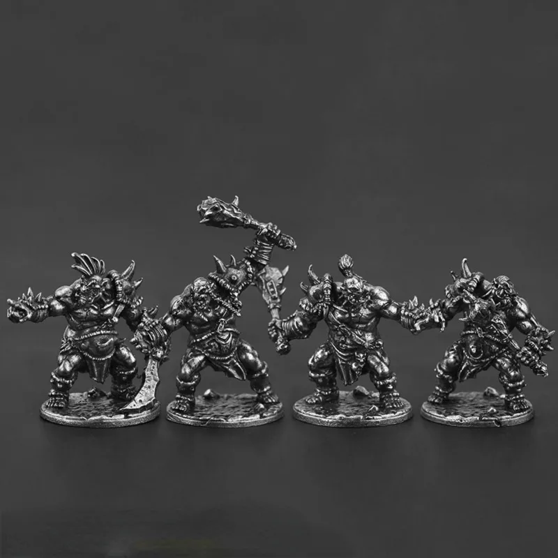 Warcraft Ogres soldats Statue en cuivre blanc Miniature Vintage métal ornements de bureau figurines d'action modèle jouets à collectionner cadeau