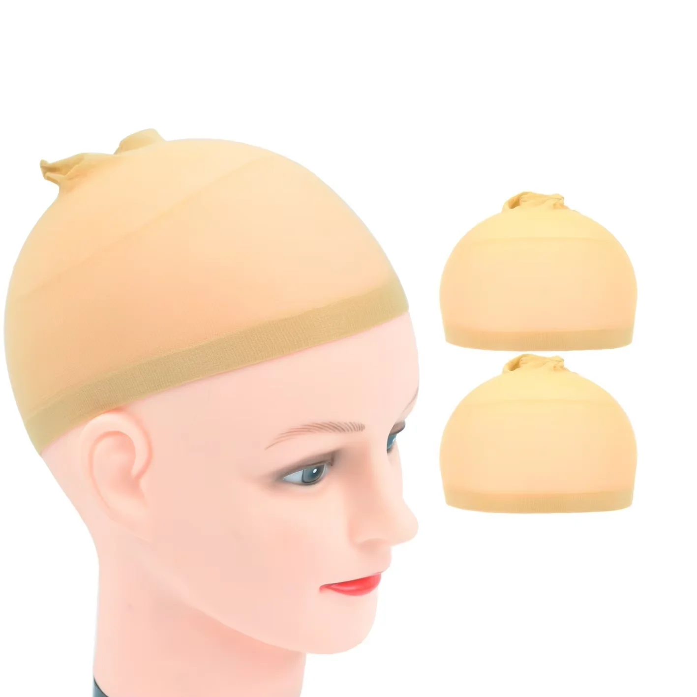 

12 Pcs Wig Caps Hairnets Weave Elastic Stocking Mesh Cap Beige Nylon Hair Net for Wig Making Free Size