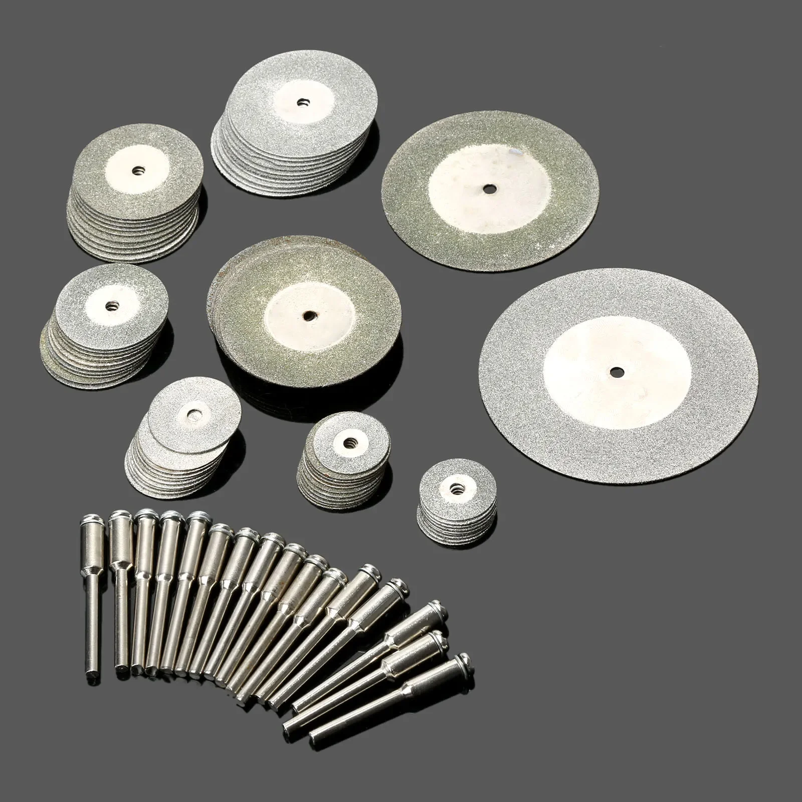 72Pcs 16/18/20/25/30/35/40/50/60mm Diamond Cutting Discs Mini Circular Saw Blade with 16Pcs Shaft Rotary Tool Grinding Wheel Kit