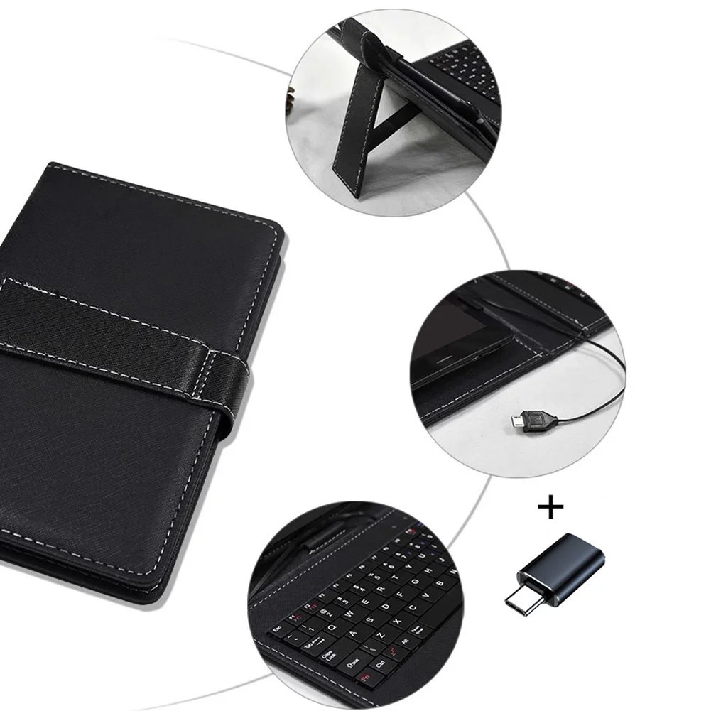 Funda para tableta con teclado, funda portátil de viaje, extraíble, Compatible con IOS, Android y Windows de 7/8 pulgadas