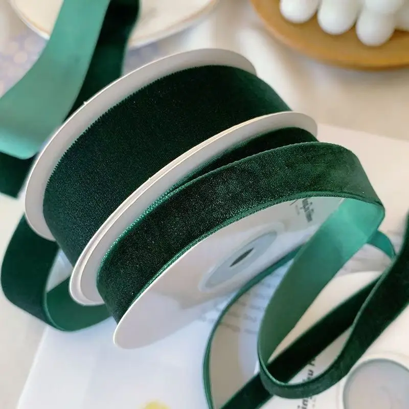 

Ink Green Velvet Single-sided Velvet Woven Ribbon Velvet Silk Ribbon Handmade DIY Bow Bouquet Packaging Gift