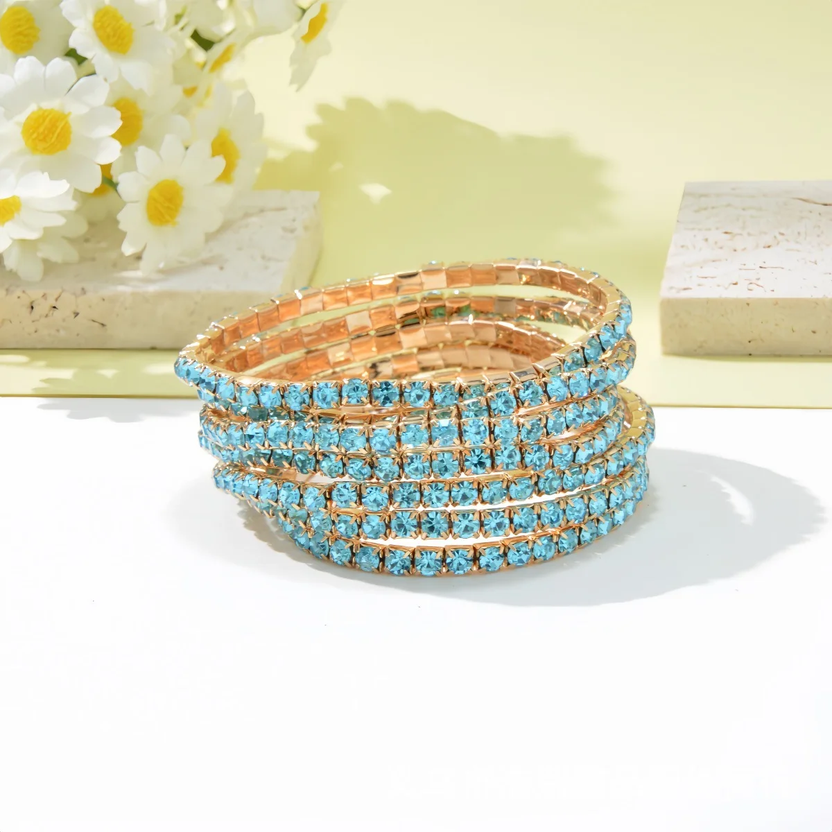 Exquisite jewelry fashionable full-diamond single-row elastic bracelet 2.0MM simple rhinestones the first choice for daily