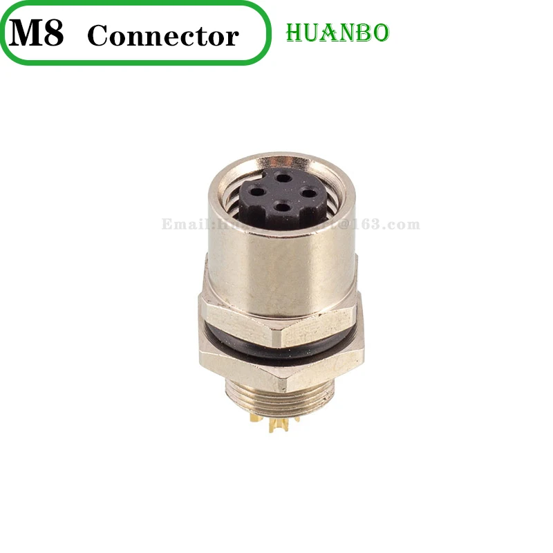 

IP67 Waterproof M8 Sensor Connector 4 Pin D-code Male Plug Ethernet Network Cable Wire to CAT5E RJ45 Female Socket Panel Mount