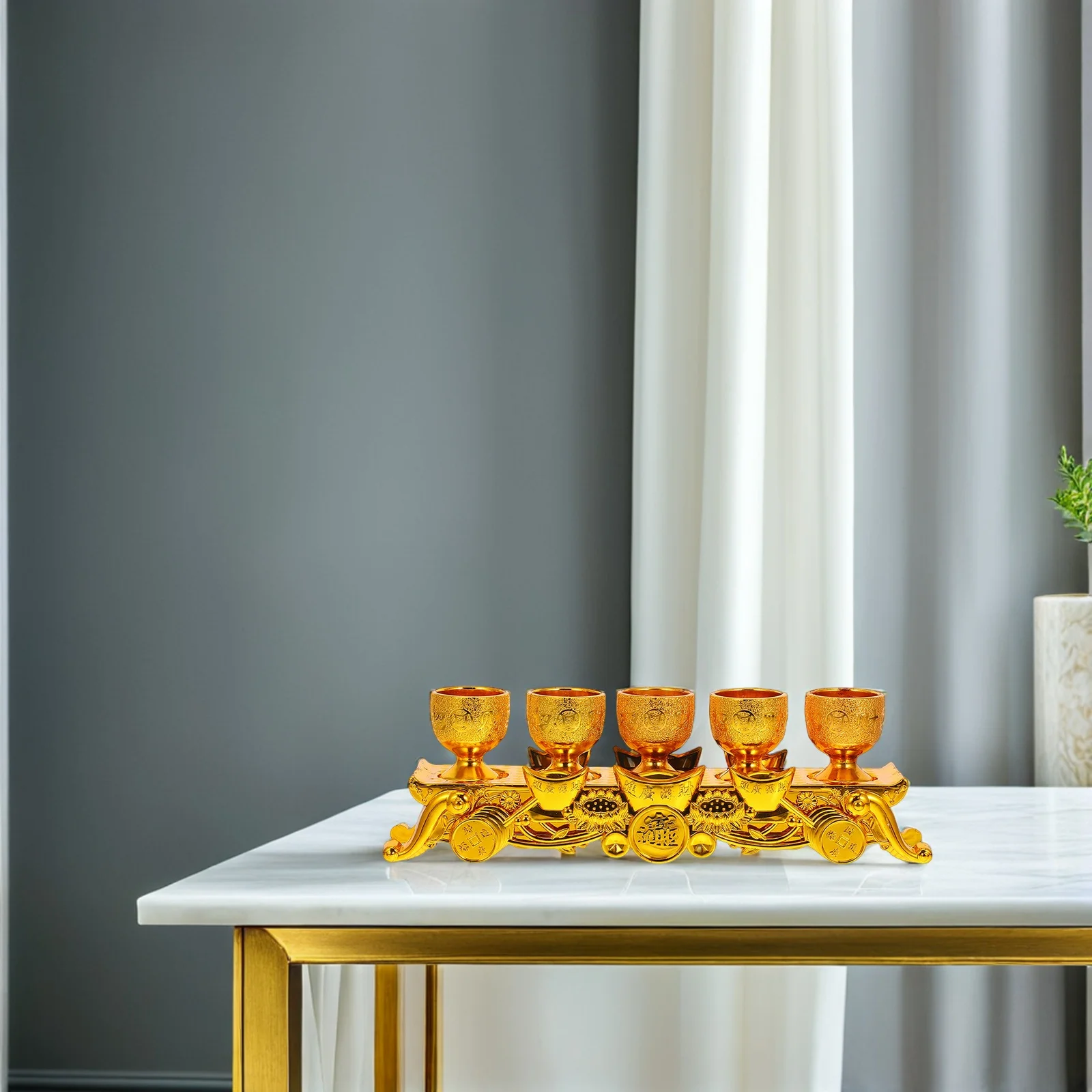 2 مجموعة الذهب الزخرفية Chalices أنيقة البسيطة المذبح كأس النبيذ مجموعة ل معبد المنزل مزارات الطقوس الاحتفالات Chalice #3