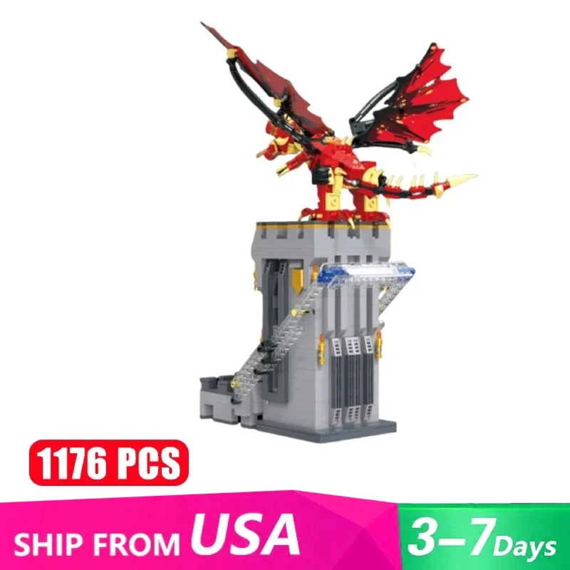 

1176PCS MOC Gmae Dungeons Red Dragons Dice Tower Building Blocks Model Bricks DIY Puzzle Education Toys for Kids Christmas Gift