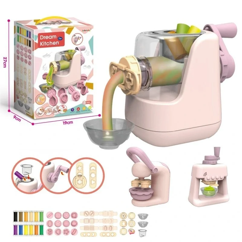 Toddler DIY Clay Craft Set, Noodle Ice Cream Maker Machine with 28 Pcs Molds, Non-Toxic Ultra-Light Clay Playset for Kids Birthd view 5