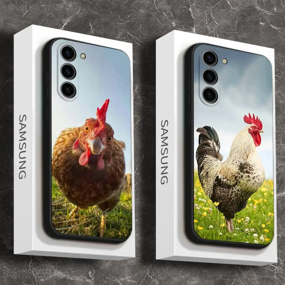 

Animal Hen Rooster Phone Case For Samsung Galaxy A 73,72,51,53,52,71,22,5G,Note,J7,8,9 Soft Black Cover