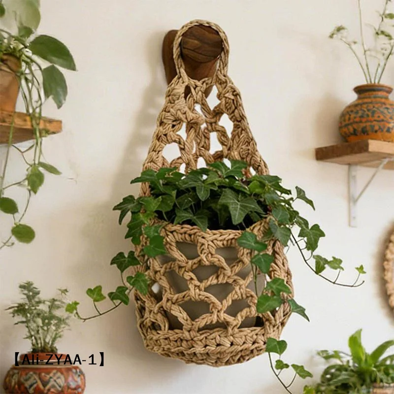 【A】Boho Macrame Plant HangerBasket For Succulents Cotton Rope Woven Hanging Basket With Net Pouch Home Decoration Organizer