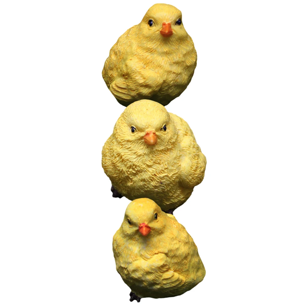 

3pcs Mini Chick Figurines Resin Cute Chicken Miniature Animal Statues Garden Micro Landscape Tiny Ornament Adorn Resin Craft
