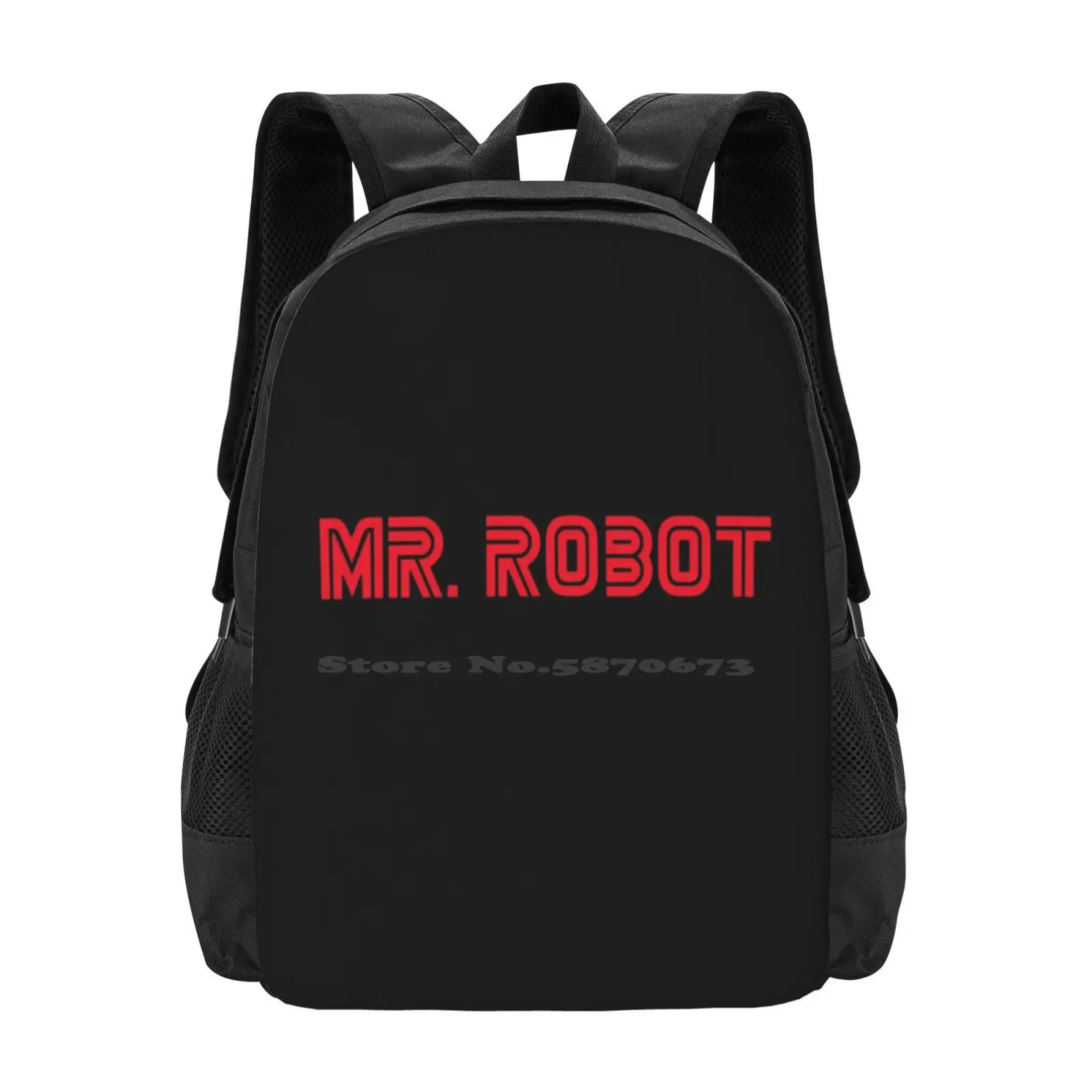 Tas punggung pola Mr Robot, ransel Mr Robot seri Tv terkenal Pop Hacker Fsociety tren baru hitam gelap merah