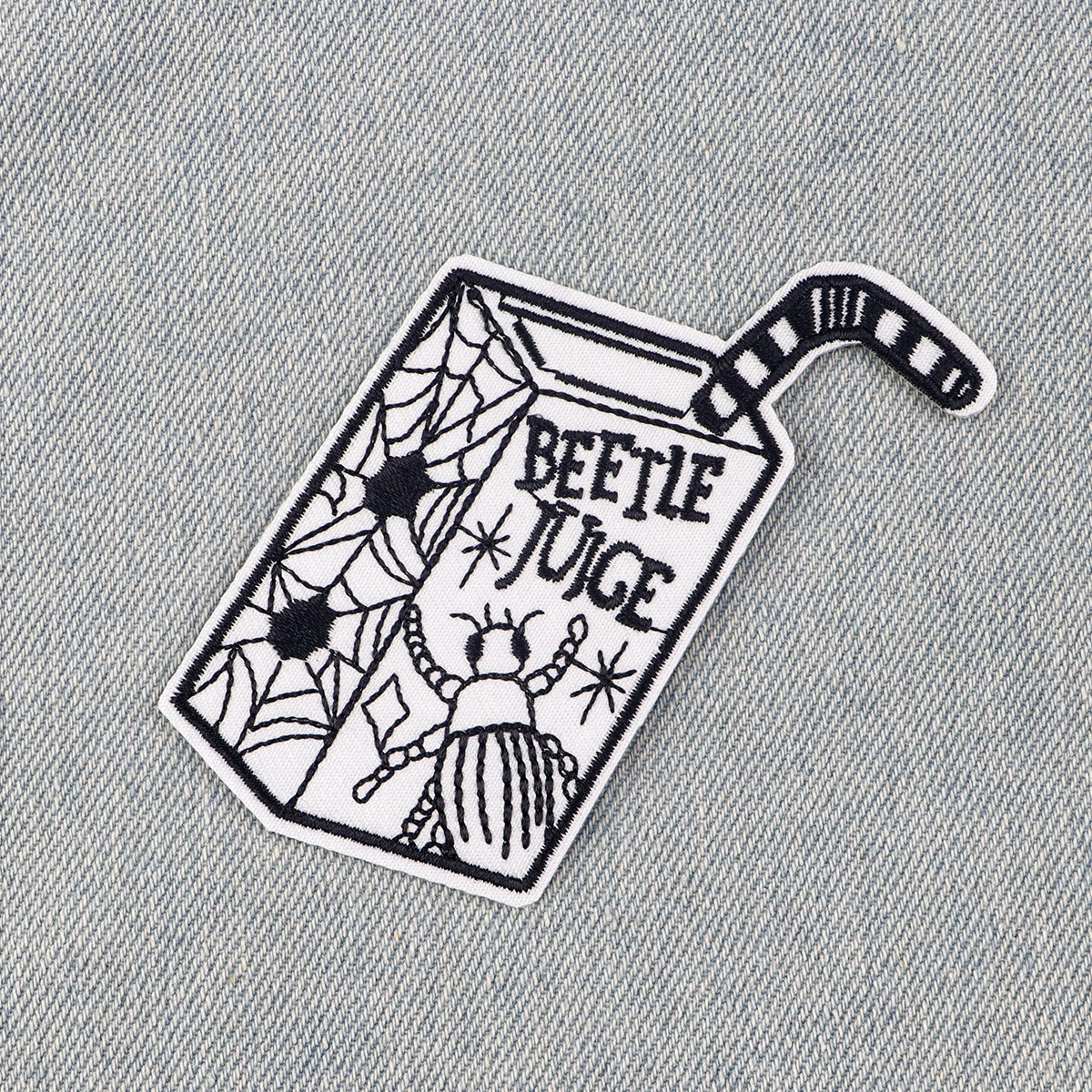 Cool Beetlejuice Embroidered Patches For Clothing DIY Badge Adhesive Juice Box Cartoon Patches On Clothes Stickers Appliques