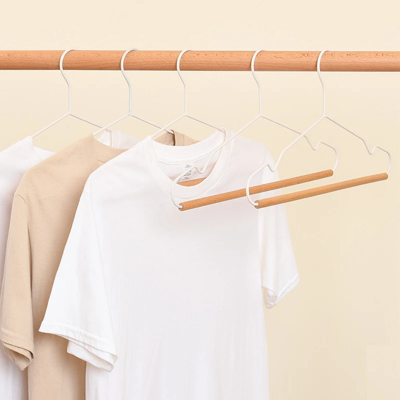 Wooden Metal Hanger for Clothes Wide Shoulder Coat Iron Hangers Wardrobe Closet Clothing Storage Rack Display