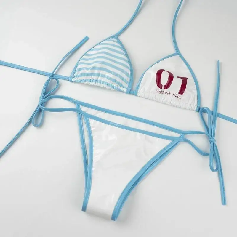 Japanese Cute Girl Anime Cosplay Outfit Leather Bikini Backless Bandage Mini Underwear Swim Nightwear - view 5