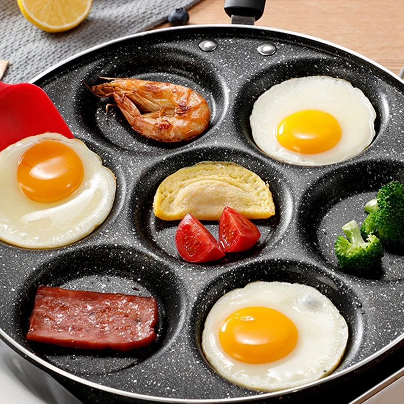 1 PCS 7 Cups Pancakes Frying Pans Breakfast Egg Pan Durable Non-Stick Pan Holes Cooking Egg Ham Pans Pancak Maker Pan Cookware