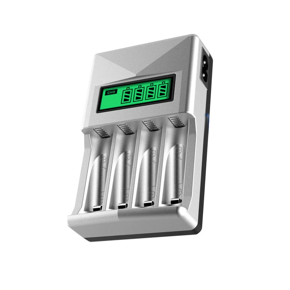 

For Aa Aaa Batteries 4 Bay Independent Lcd Digital Usb Eu Plug - Charging Station Accessory