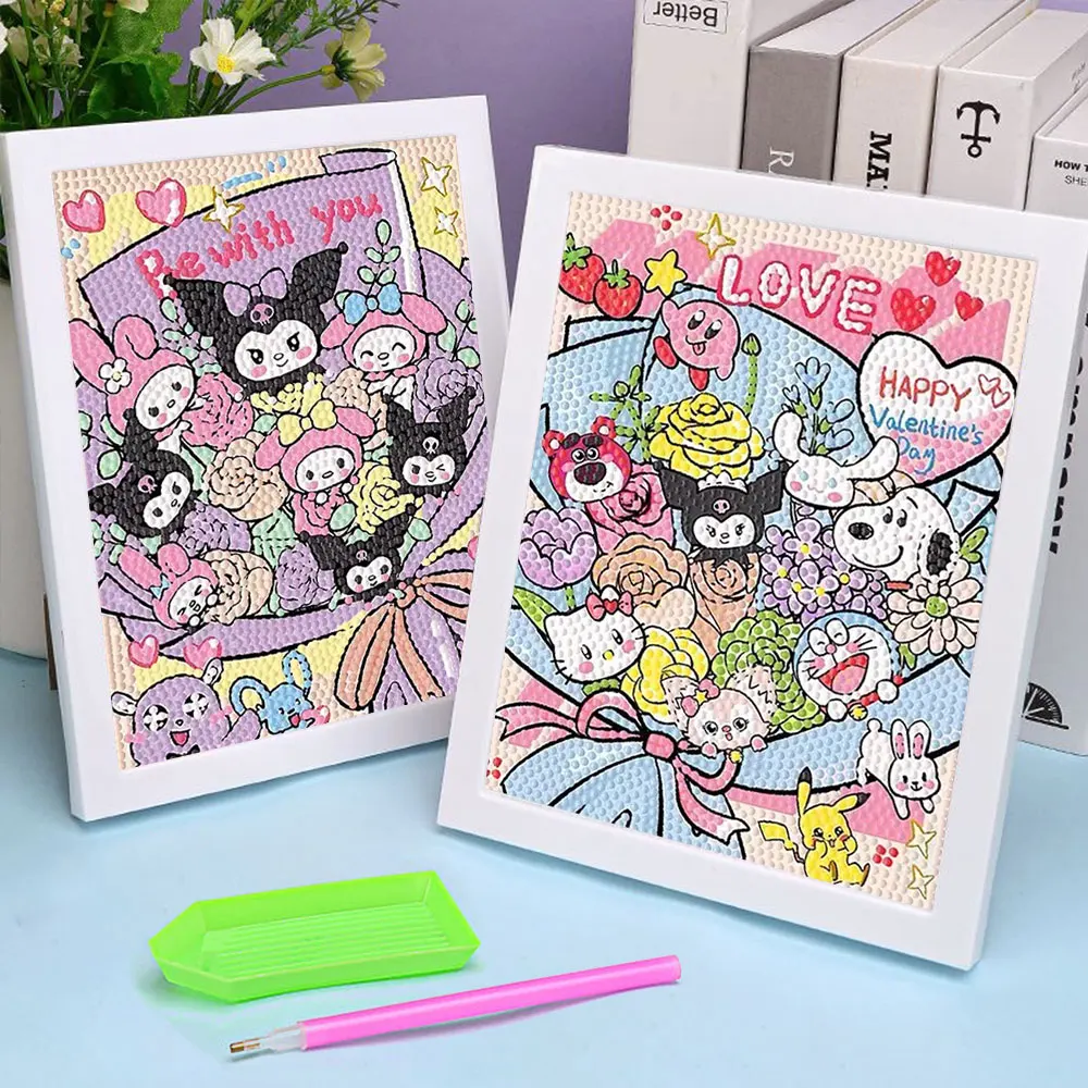 Sanrio Diamond Painting Kuromi  Melody New Collection 2024 Full Diamond Mosaic 5D DIY Cross Stitch Kits Diamond Art Home Deco