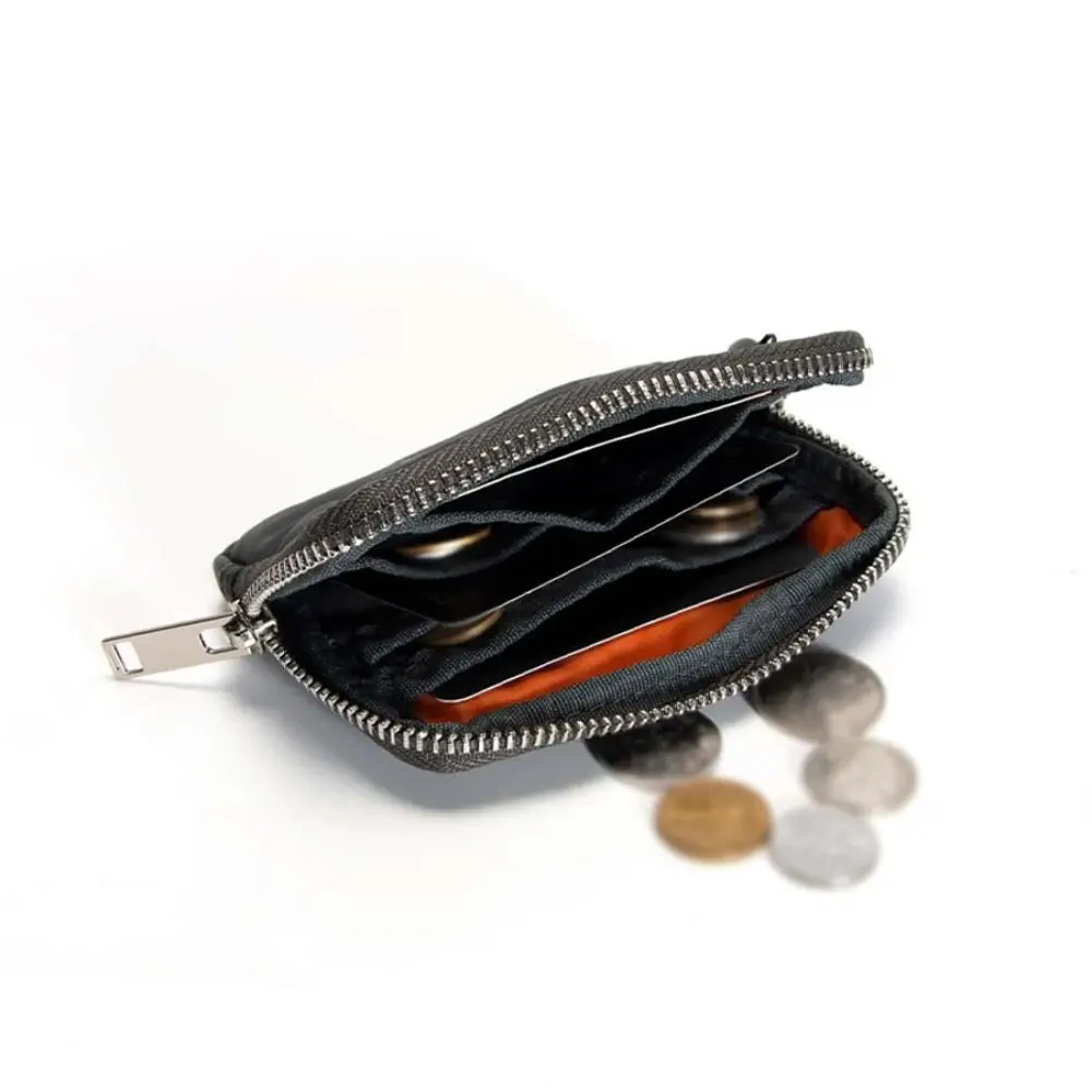 Portable Nylon Coin Purse Card Holder RFID Anti-theft Men Wallet Zipper Pouch Lightweight Mini Earbuds Storage Bag Male